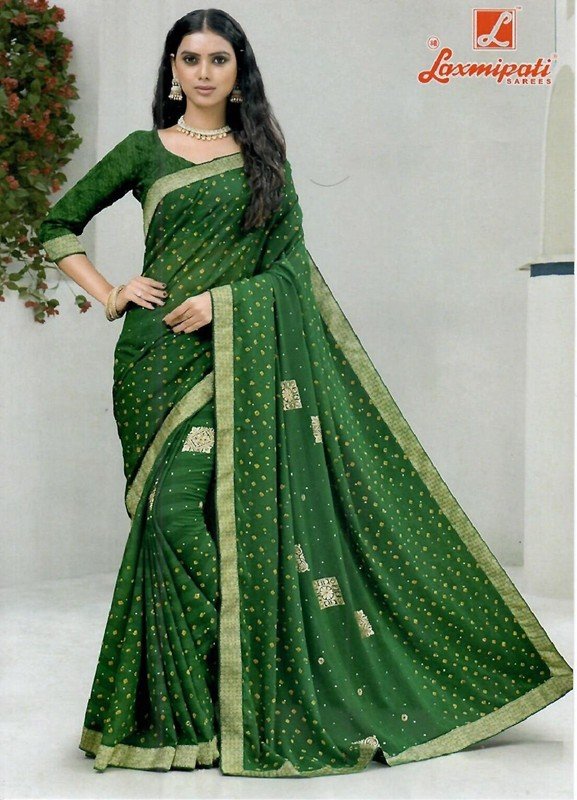 Laxmipati Kishori 6238A Green Chiffon Saree