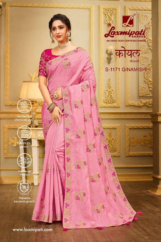 Laxmipati Koyal S-1171 Pink Raw Silk Saree