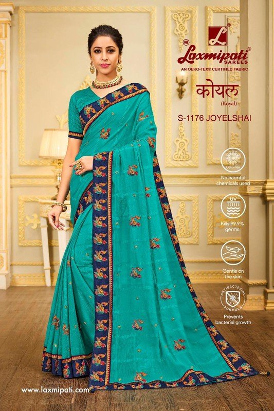 Laxmipati Koyal S-1176 Blue Chiffon Saree