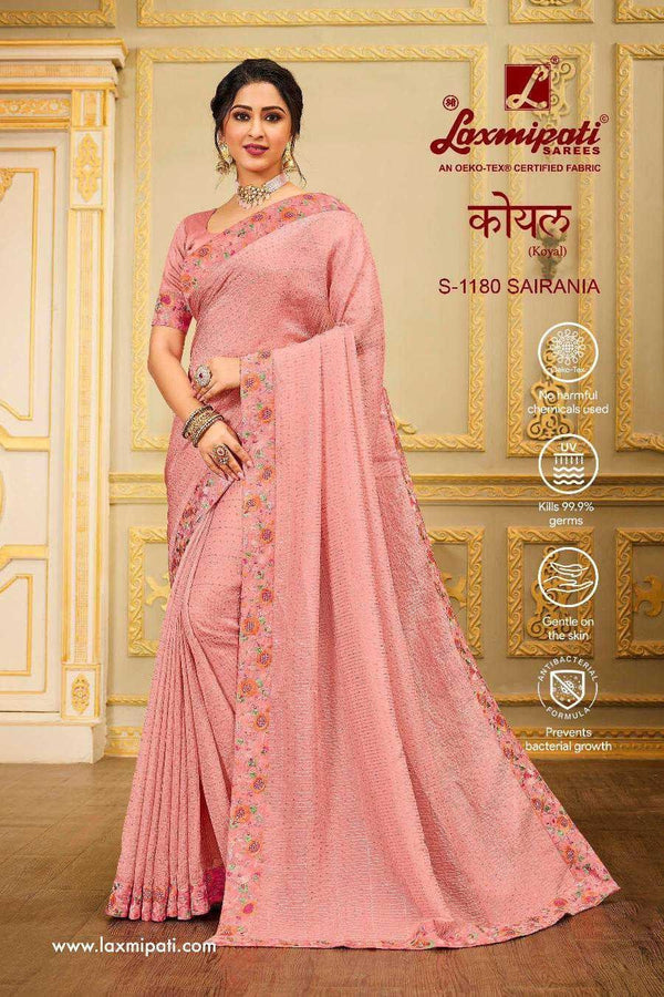 Laxmipati Koyal S-1180 Pink Organza Saree