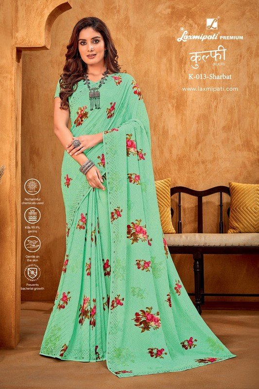 Laxmipati Kulfi K-013 Green Georgette Saree