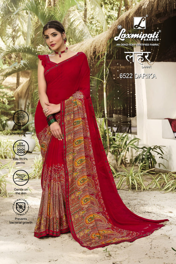 Laxmipati Lahar 6522 Red Georgette Saree