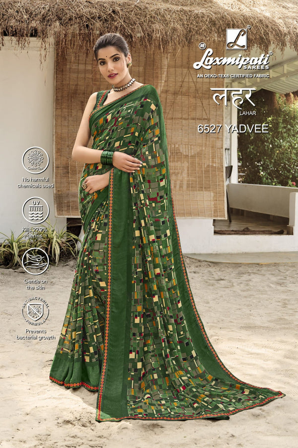 Laxmipati Lahar 6527 Green Georgette Saree