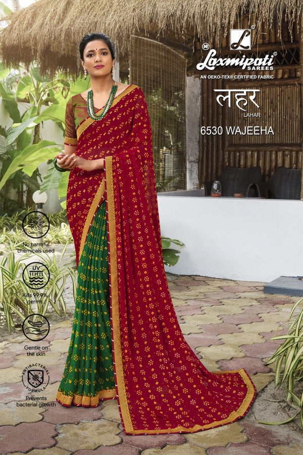 Laxmipati Lahar 6530 Red Chiffon Saree