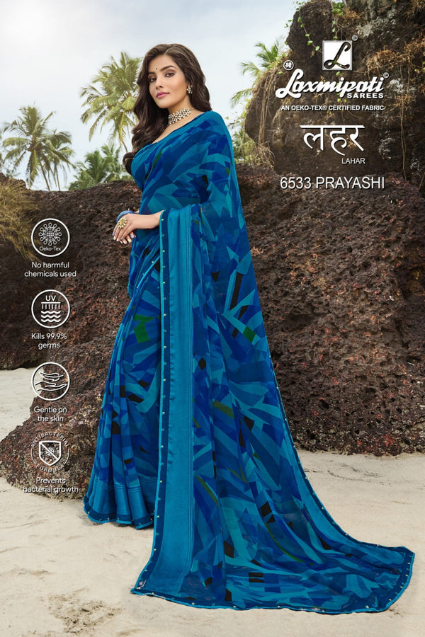 Laxmipati Lahar 6533 Blue Georgette Saree