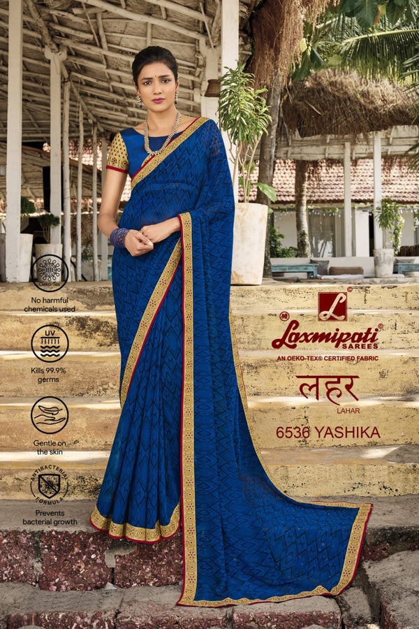 Laxmipati Lahar 6536 Blue Georgette Saree