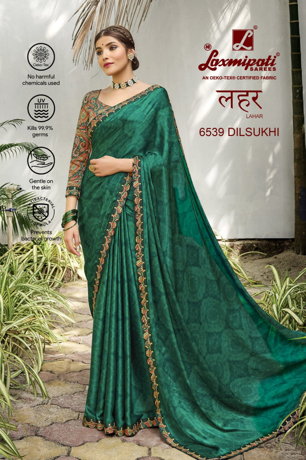 Laxmipati Lahar 6539 Green Silk Saree