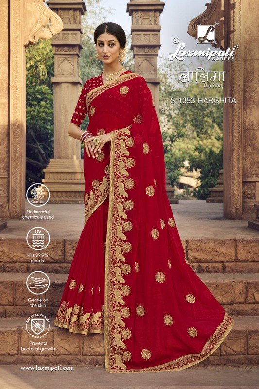 Laxmipati Lalima S-1393 Red Chiffon Saree