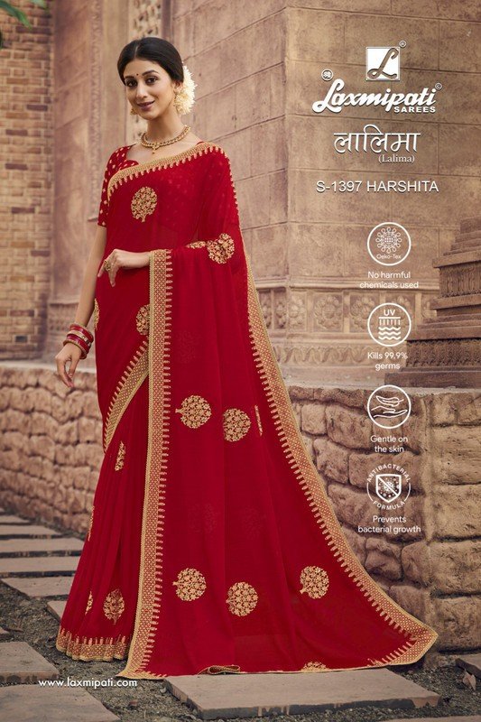 Laxmipati Lalima S-1397 Red Chiffon Saree