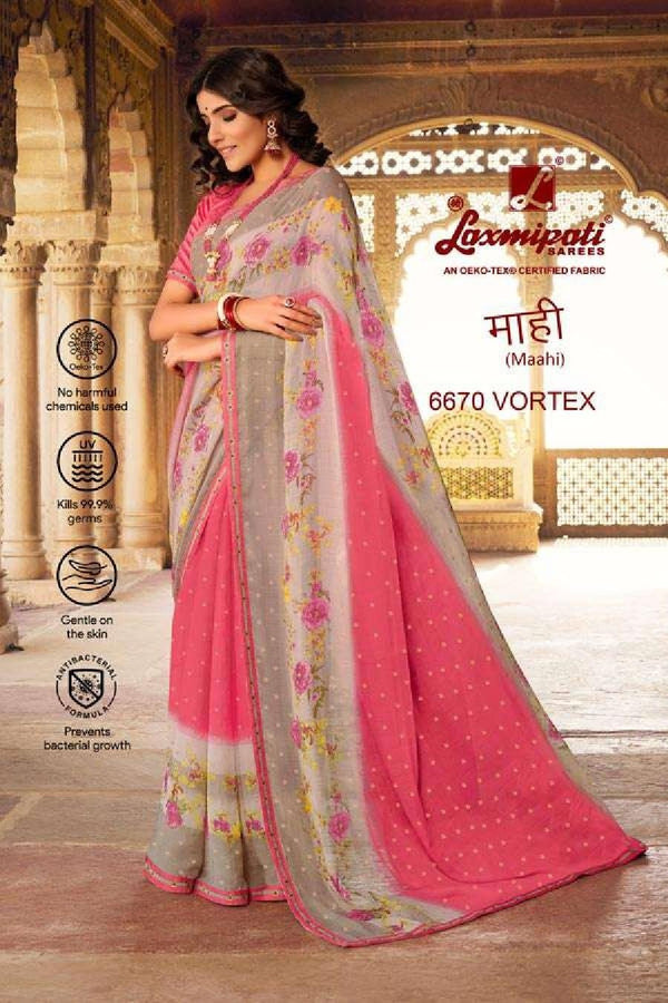 Laxmipati Maahi 6670 Pink Chiffon Saree