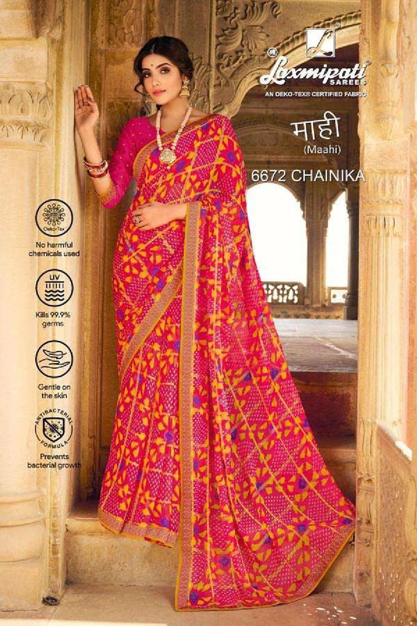 Laxmipati Maahi 6672 Pink Chiffon Saree