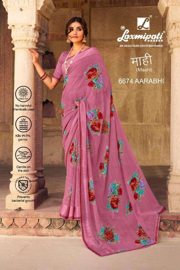 Laxmipati Maahi 6674 Pink Georgette Saree