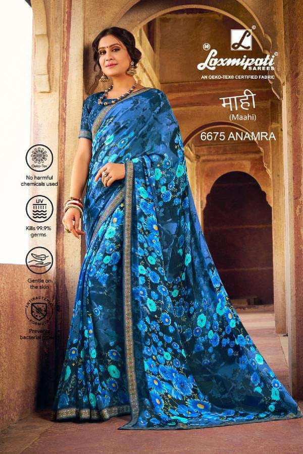 Laxmipati Maahi 6675 Blue Georgette Saree