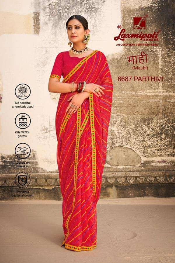 Laxmipati Maahi 6687 Red Chiffon Saree