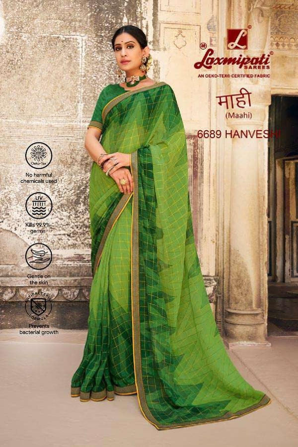 Laxmipati Maahi 6689 Green Chiffon Saree