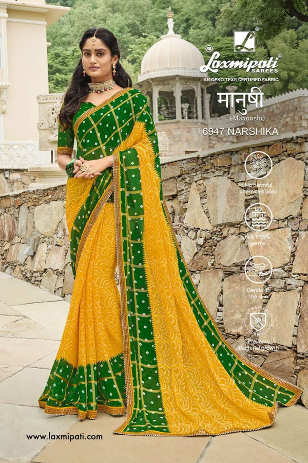 Laxmipati Maanushi 6947 Multicolor Chiffon Saree