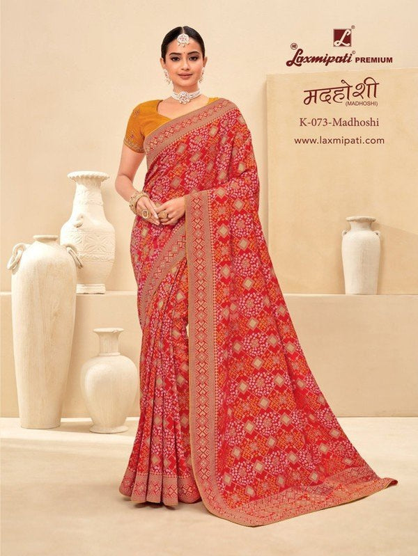 Laxmipati Madhoshi K-073 Red Dola Silk Saree