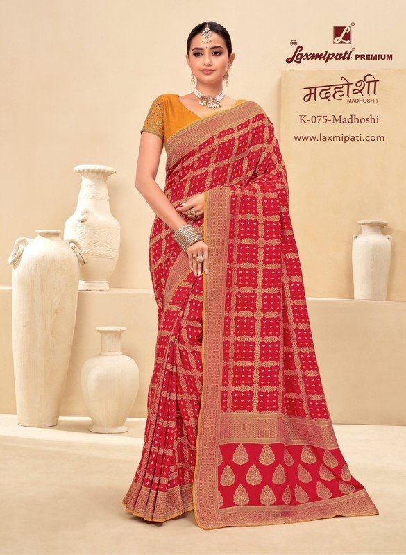 Laxmipati Madhoshi K-075 Red Dola Silk Saree