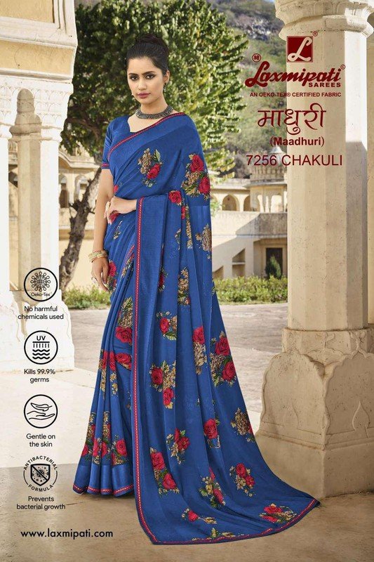 Laxmipati Madhuri 7256 Blue Georgette Saree