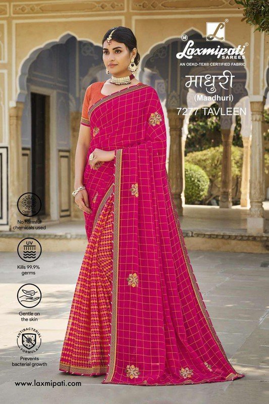 Laxmipati Madhuri 7277 Pink Chiffon Saree