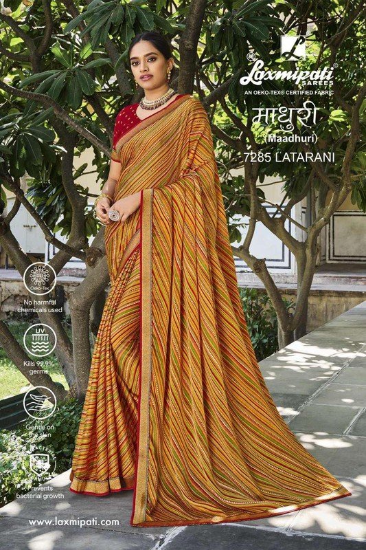 Laxmipati Madhuri 7285 Multicolor Satin Silk Saree