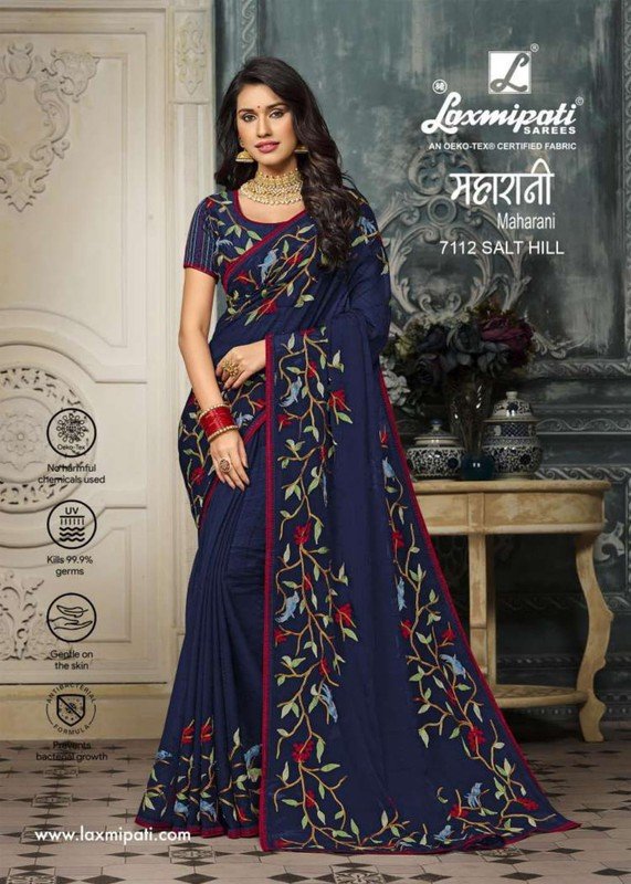 Laxmipati Maharani 7112 Blue Chiffon Saree