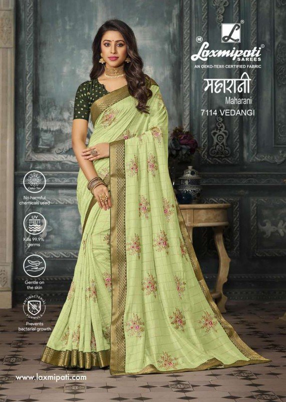 Laxmipati Maharani 7114 Green Silk Saree