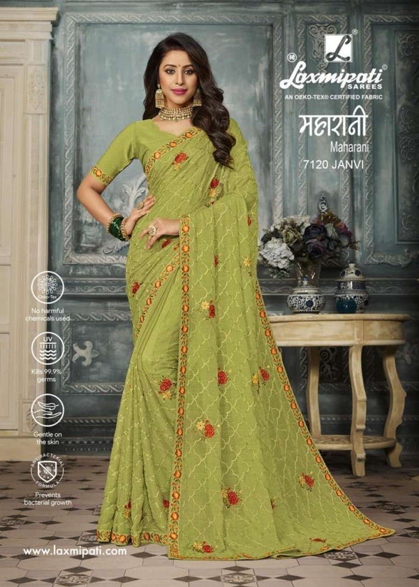 Laxmipati Maharani 7120 Green Chiffon Saree