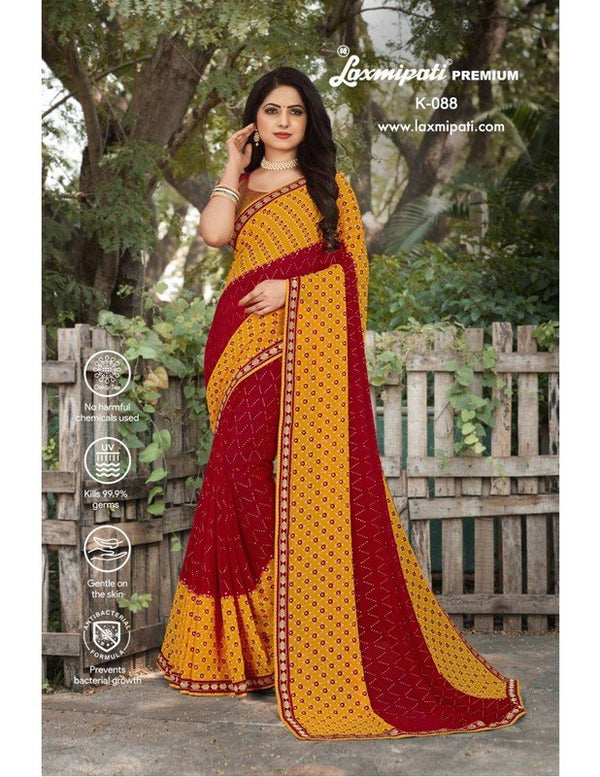 Laxmipati Mahek Bandhani K-088 Red Heavy Georgette Saree