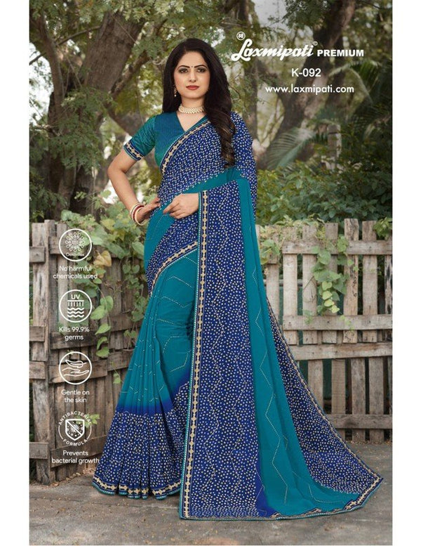 Laxmipati Mahek Bandhani K-092 Blue Heavy Georgette Saree