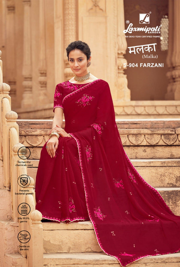 Laxmipati Malka S-904 Maroon Chiffon Saree