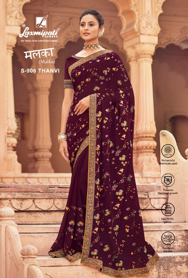 Laxmipati Malka S-906 Purple Chiffon Saree