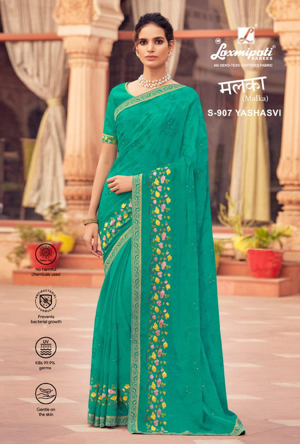 Laxmipati Malka S-907 Green Chiffon Saree