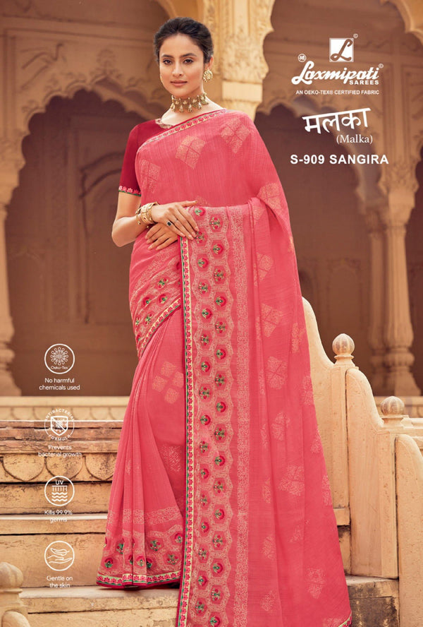 Laxmipati Malka S-909 Pink Chiffon Saree