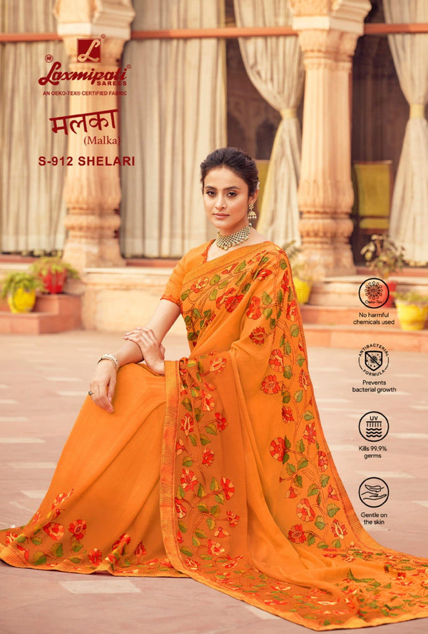 Laxmipati Malka S-912 Orange Chiffon Saree