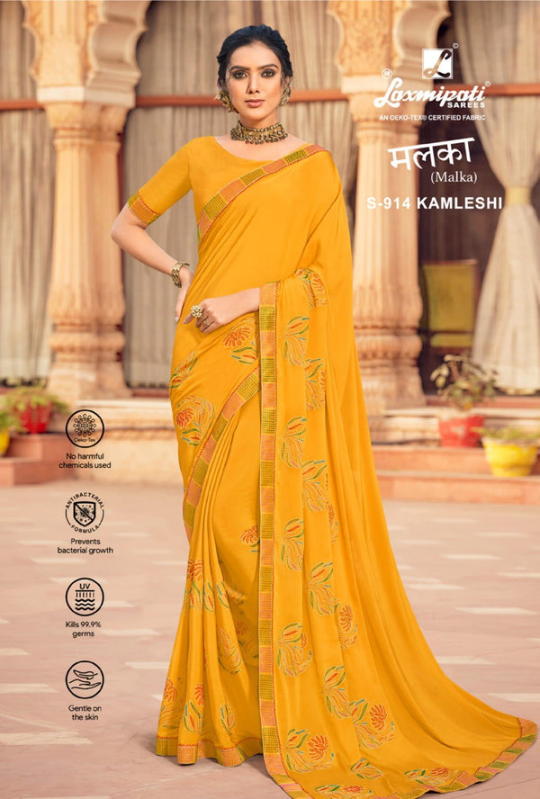 Laxmipati Malka S-914 Yellow Chiffon Saree