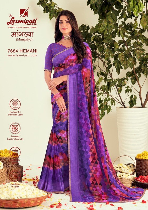 Laxmipati Mangalya 7684 Purple Georgette Saree