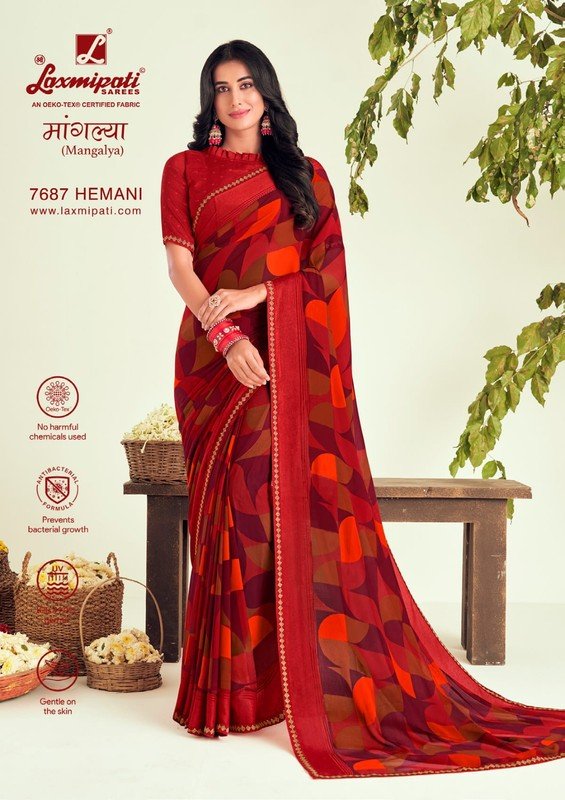 Laxmipati Mangalya 7687 Red Georgette Saree