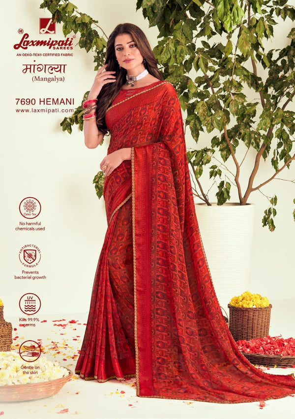 Laxmipati Mangalya 7690 Red Georgette Saree