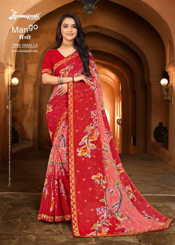 Laxmipati Mango 7896 Red Brasso Saree