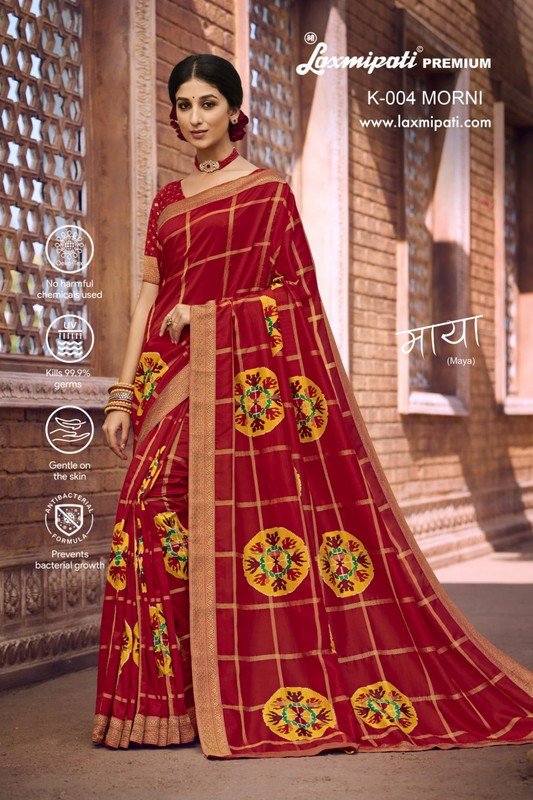 Laxmipati Maya K-004 Red Bhagalpuri Silk Saree