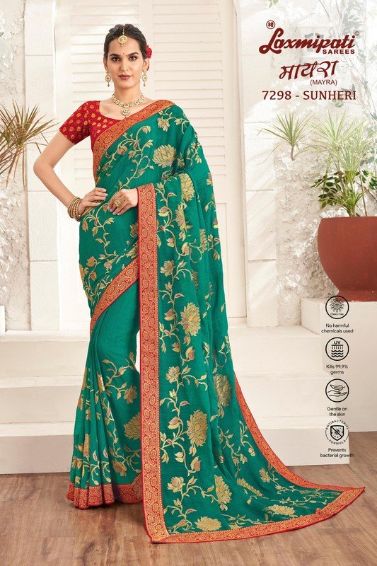 Laxmipati Mayra 7298 Blue Chiffon Saree