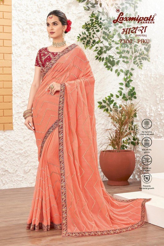 Laxmipati Mayra 7300 Pink Chiffon Saree