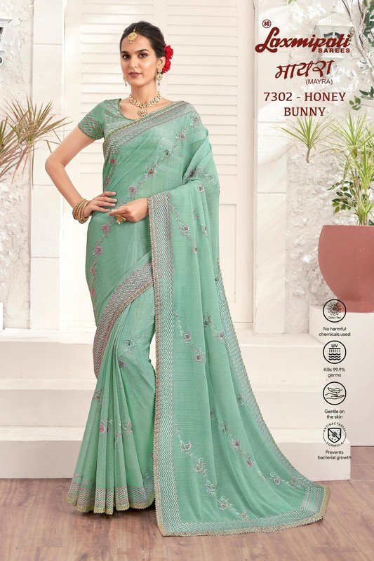 Laxmipati Mayra 7302 Blue Chiffon Saree