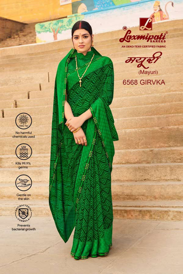 Laxmipati Mayuri 6568 Green Brasso Saree