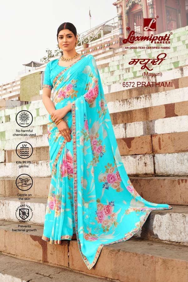 Laxmipati Mayuri 6572 Blue Georgette Saree