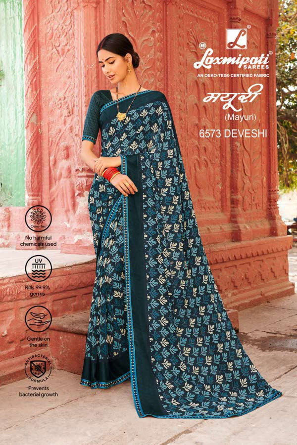 Laxmipati Mayuri 6573 Blue Georgette Saree