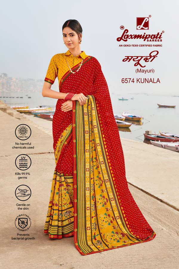 Laxmipati Mayuri 6574 Red Georgette Saree