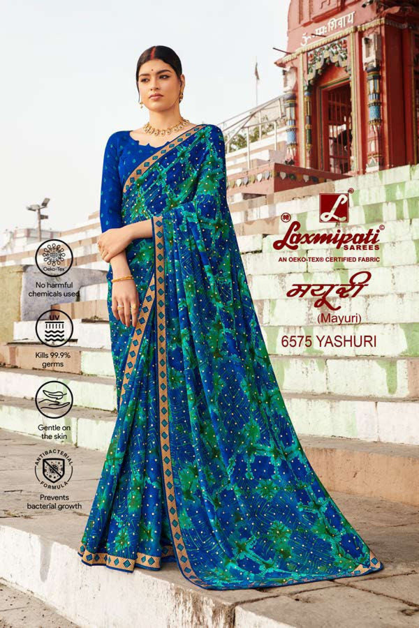 Laxmipati Mayuri 6575 Blue Georgette Saree