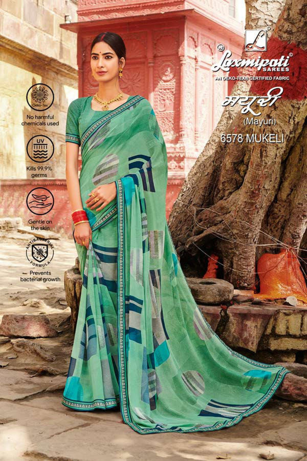 Laxmipati Mayuri 6578 Green Georgette Saree